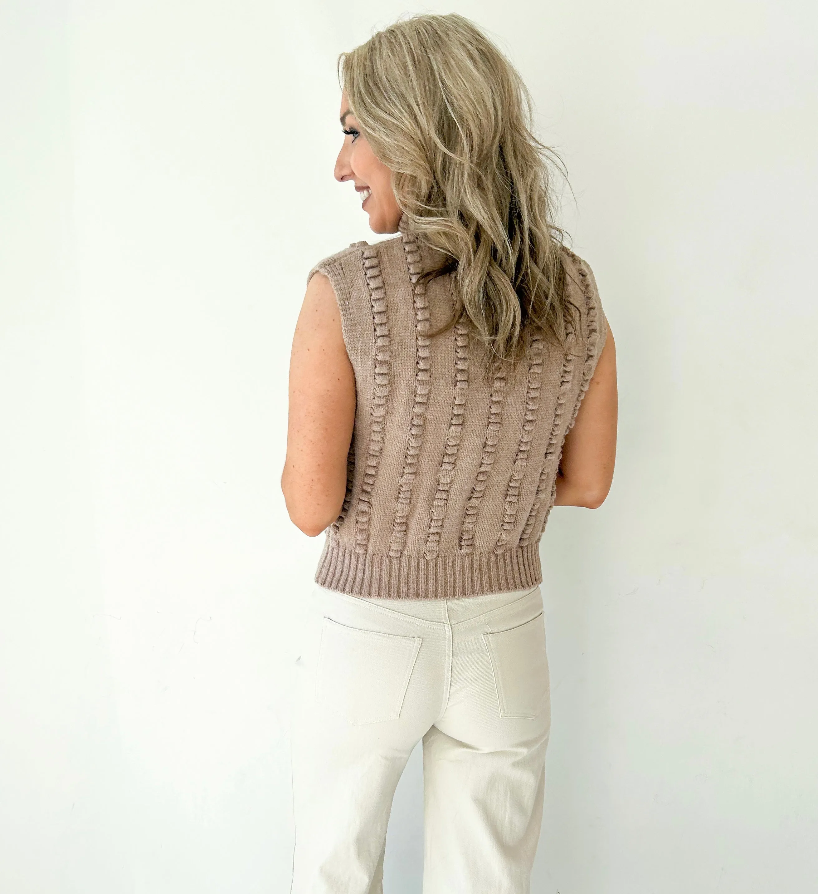 Willow Turtle Neck Textured Sleeveless Sweater