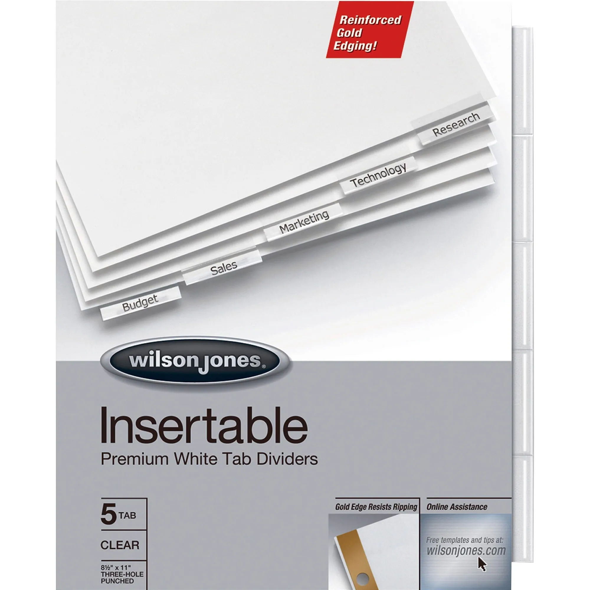 Wilson Jones Gold Line Insertable 5-Tab Dividers