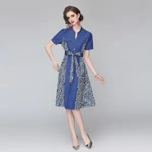 Women Denim A Line Midi Summer Dresses