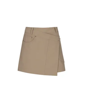 Women's Buckle Point A-Line Skirt - D/Beige