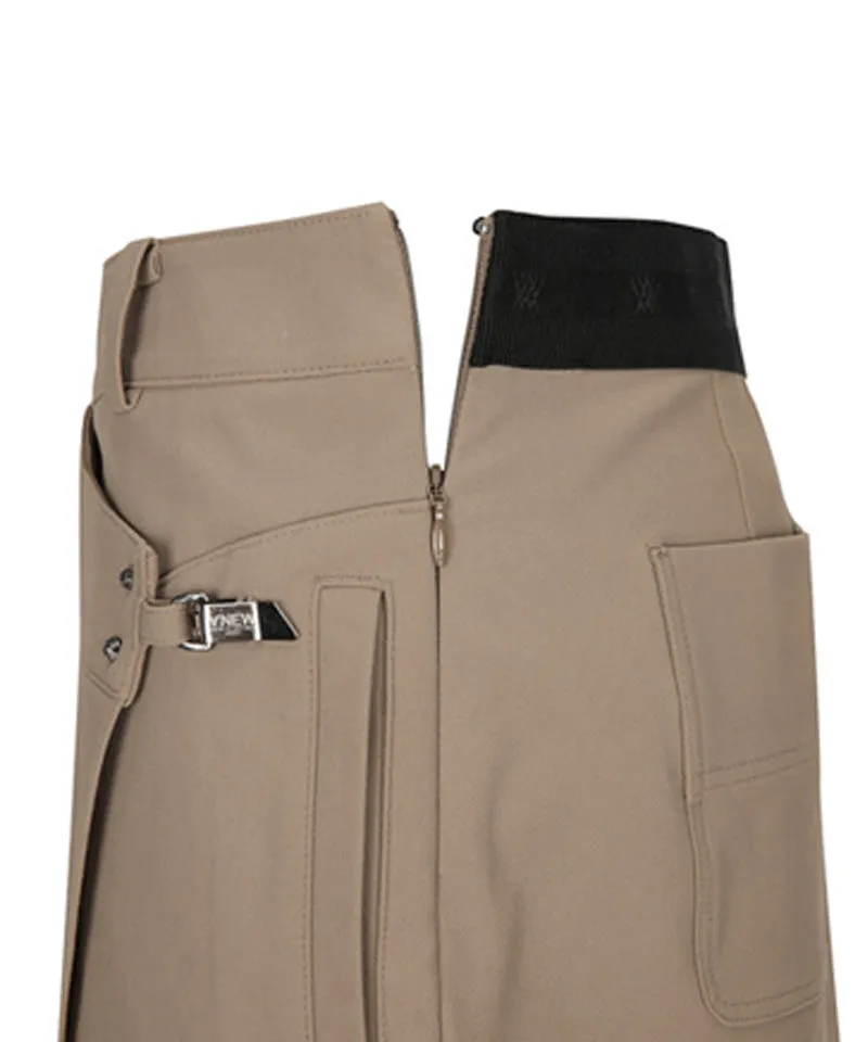 Women's Buckle Point A-Line Skirt - D/Beige