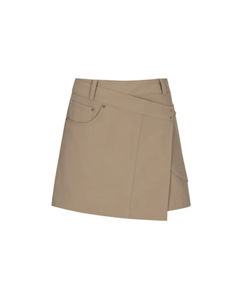 Women's Buckle Point A-Line Skirt - D/Beige