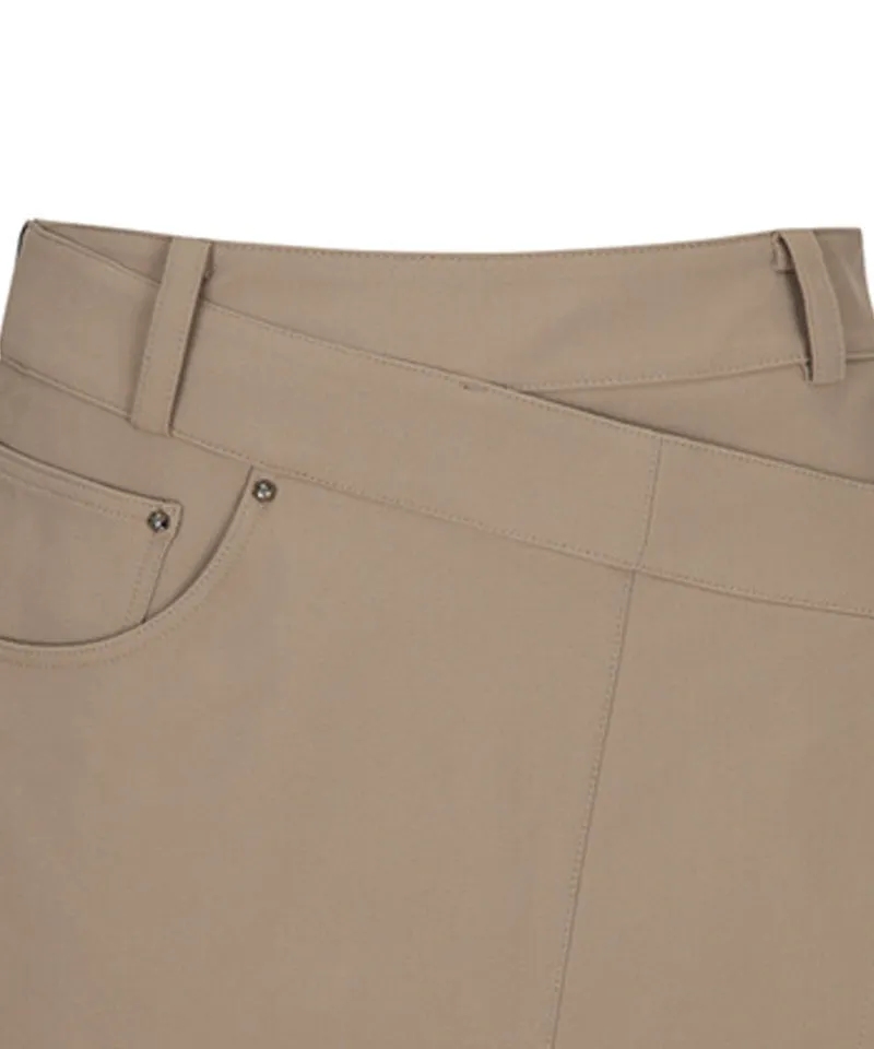 Women's Buckle Point A-Line Skirt - D/Beige