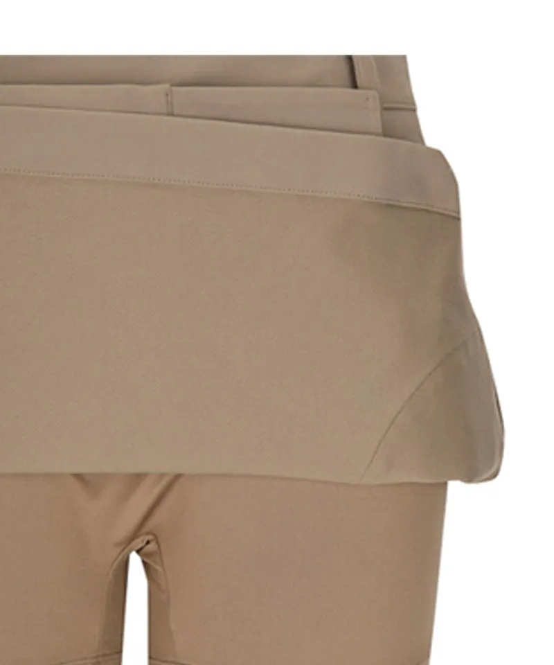 Women's Buckle Point A-Line Skirt - D/Beige