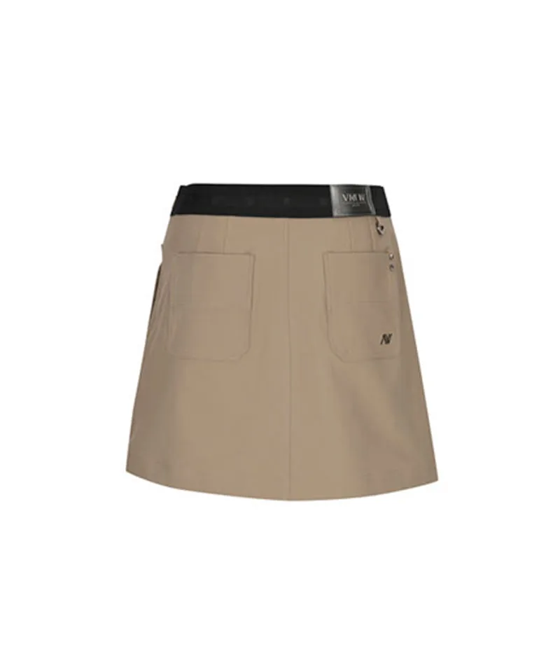 Women's Buckle Point A-Line Skirt - D/Beige