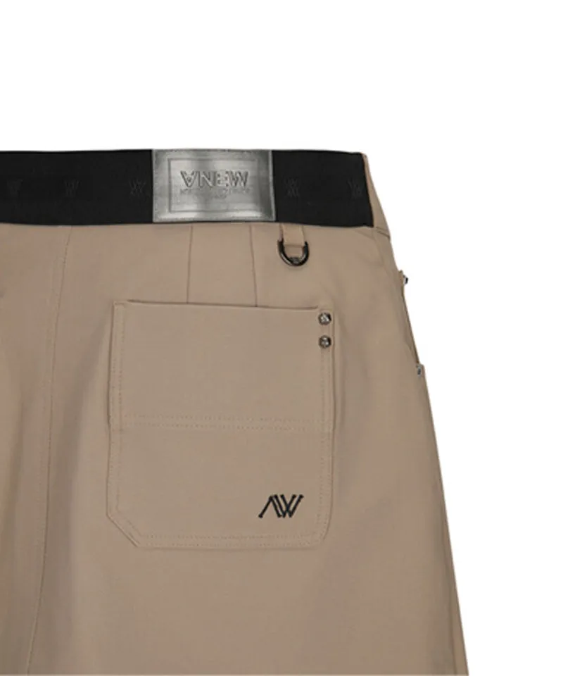 Women's Buckle Point A-Line Skirt - D/Beige