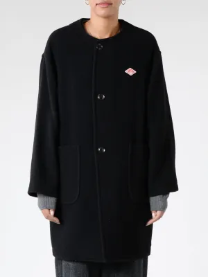 Women's Wool Light Pile Collarless Crew Neck Coat