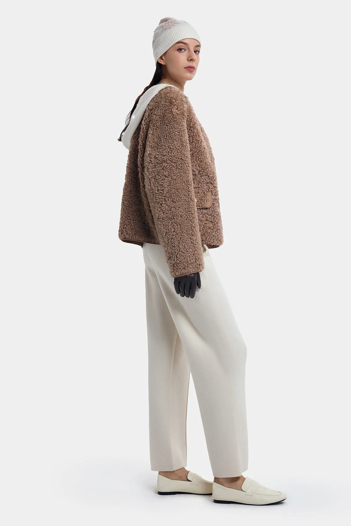 WOOL FROSTED ALMOND COAT