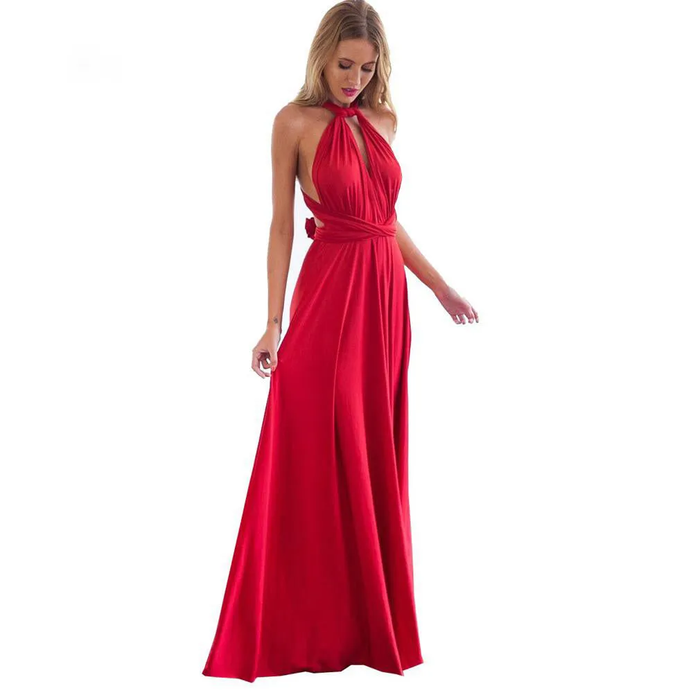 Wrap Convertible Boho Maxi  Dress Multiple Colors