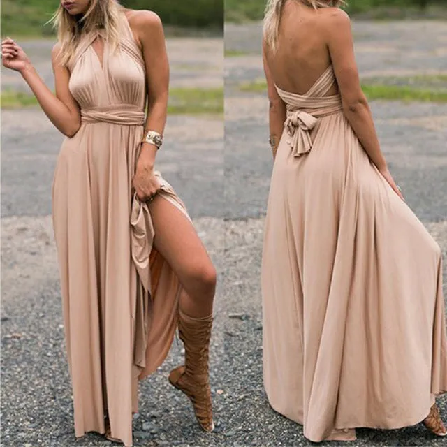 Wrap Convertible Boho Maxi  Dress Multiple Colors