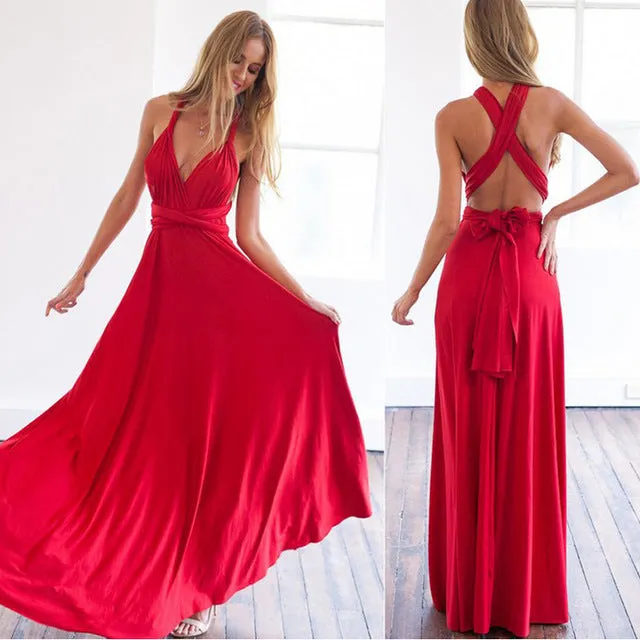 Wrap Convertible Boho Maxi  Dress Multiple Colors