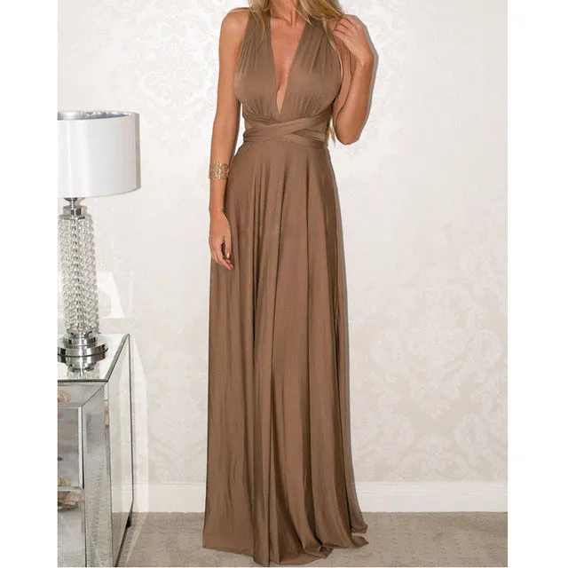 Wrap Convertible Boho Maxi  Dress Multiple Colors