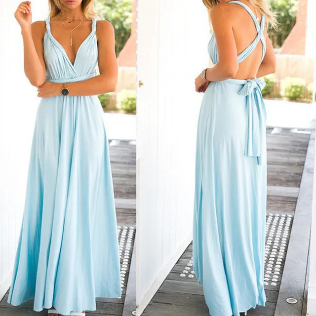 Wrap Convertible Boho Maxi  Dress Multiple Colors
