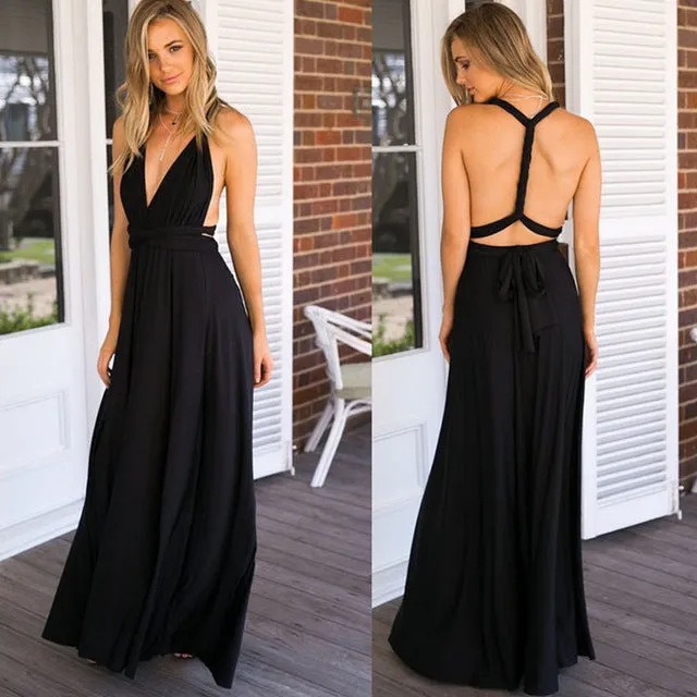 Wrap Convertible Boho Maxi  Dress Multiple Colors