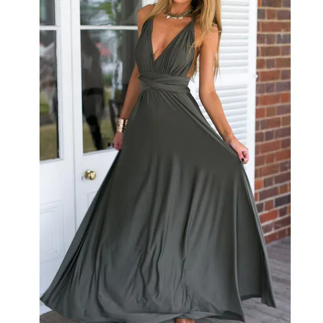 Wrap Convertible Boho Maxi  Dress Multiple Colors