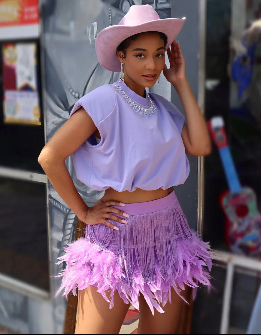 Ya-Ya Da-Da Feather Skirt LAVENDER