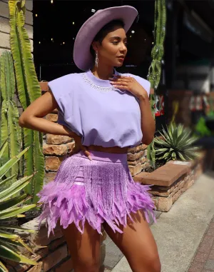 Ya-Ya Da-Da Feather Skirt LAVENDER