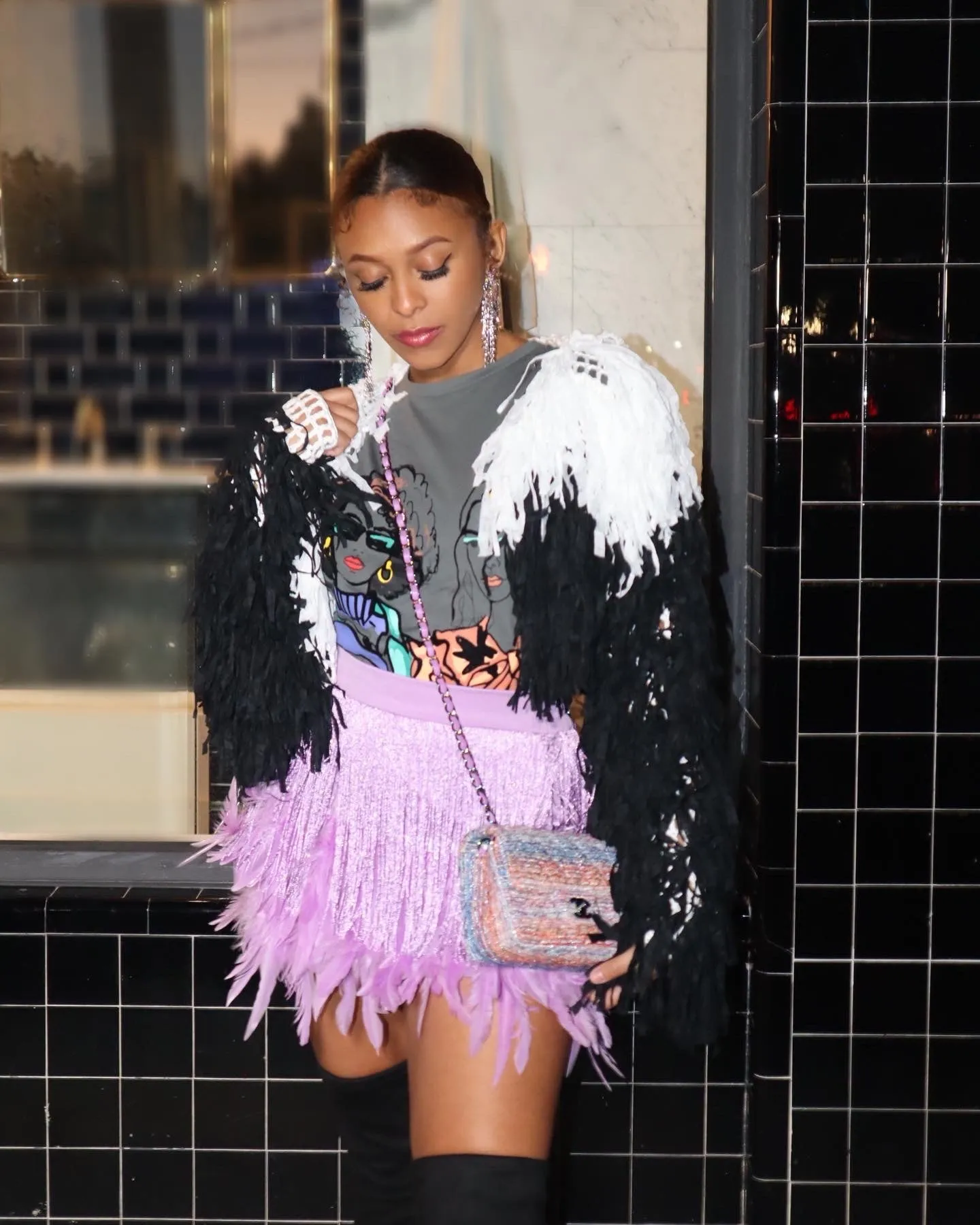 Ya-Ya Da-Da Feather Skirt LAVENDER