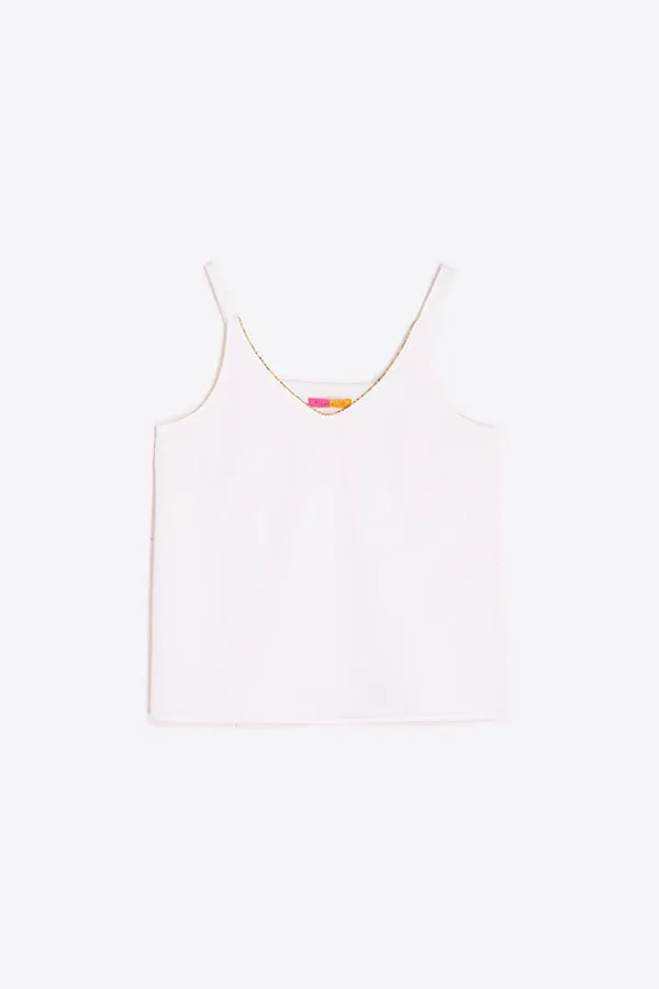 ZINA WHITE SLEEVELESS TOP